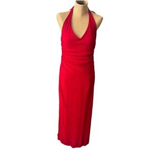 Y2K Vintage City Triangles Sparkly Red‎ Halter Formal Dress Large 90s Homecoming